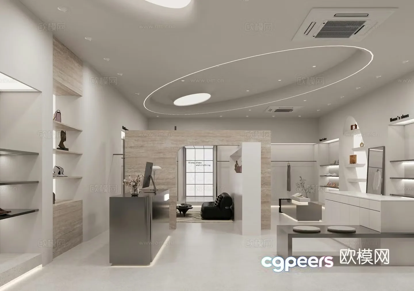 Cream style shoe store 3d model