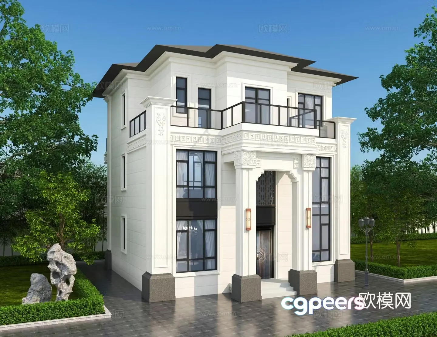 New Chinese-style single-family villa appearance 3D model
