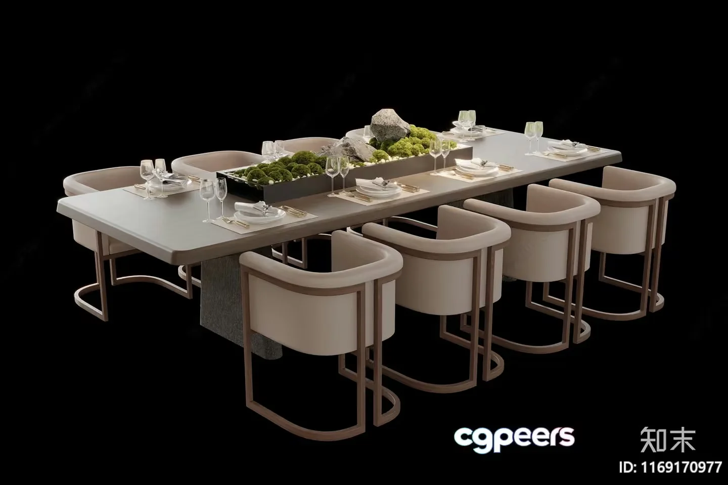 Modern Dining Table 3D Model – 17109 – VRAY Render