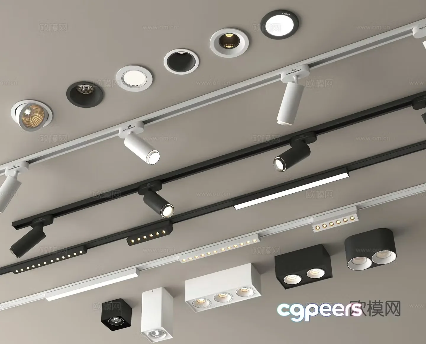 Spotlight Downlight Bull’s Eye Lamp Track Spotlight Linear Lamp Magnetic Lamp 3D Model