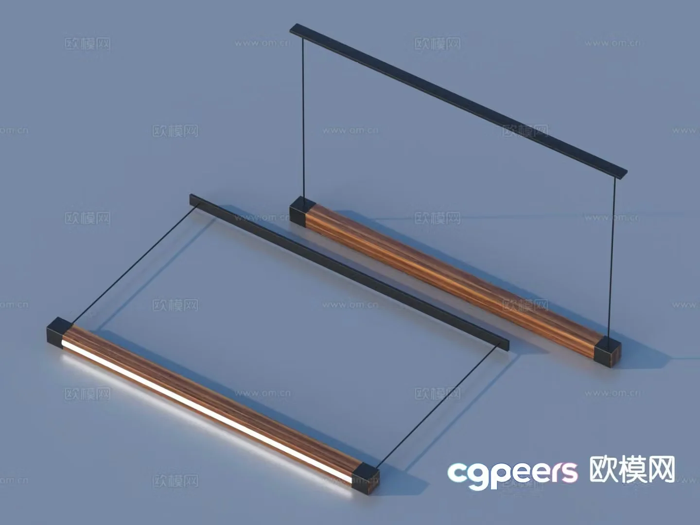 Fluorescent lamp long chandelier 3d model