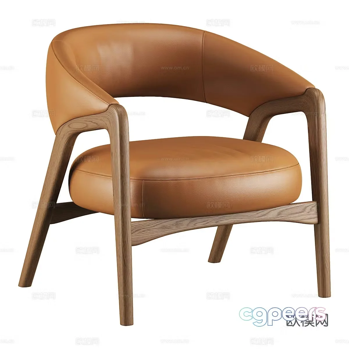 New Chinese style light luxury leather armchair 3D model