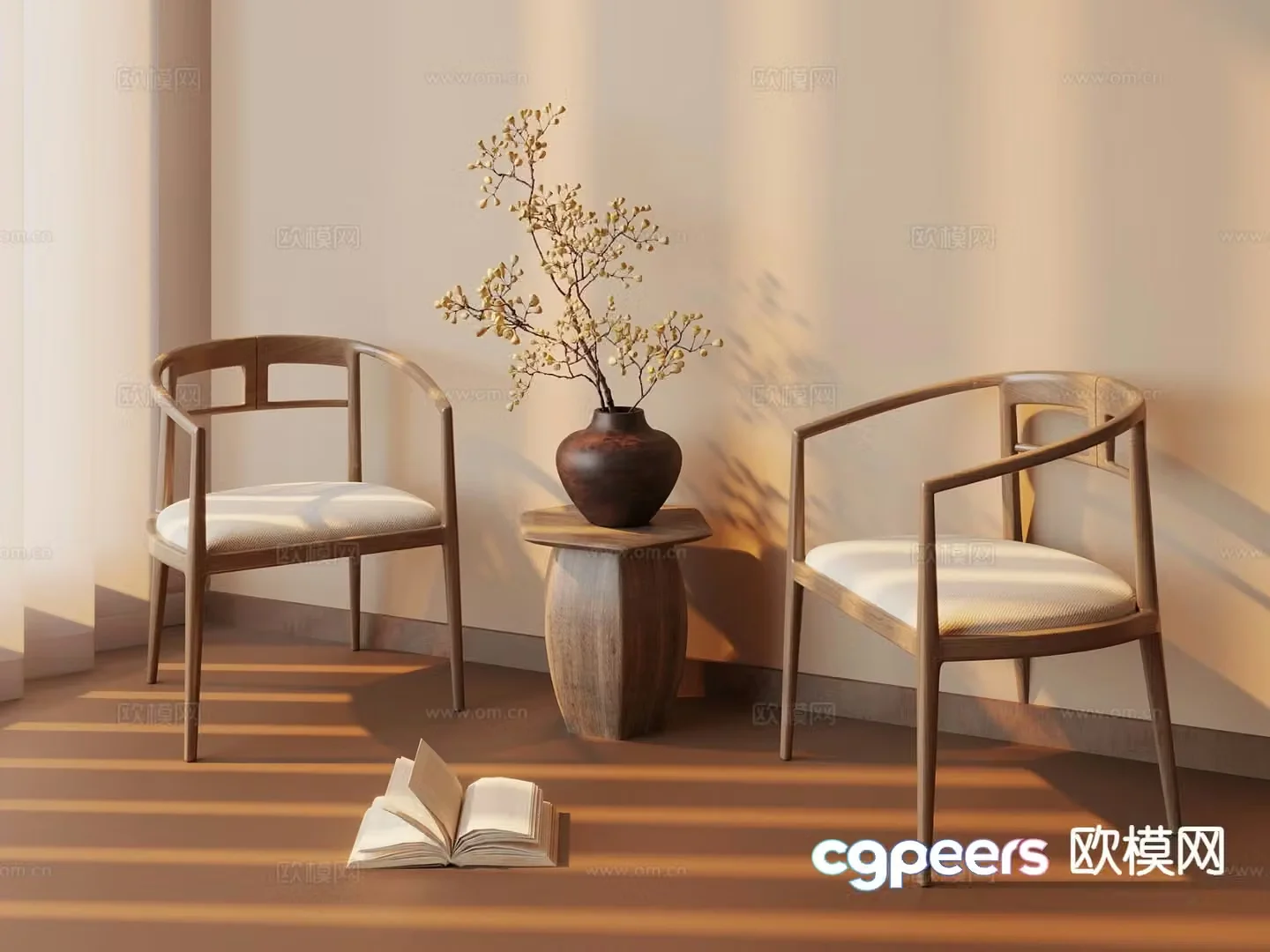 New Chinese style leisure chair armchair 3d model