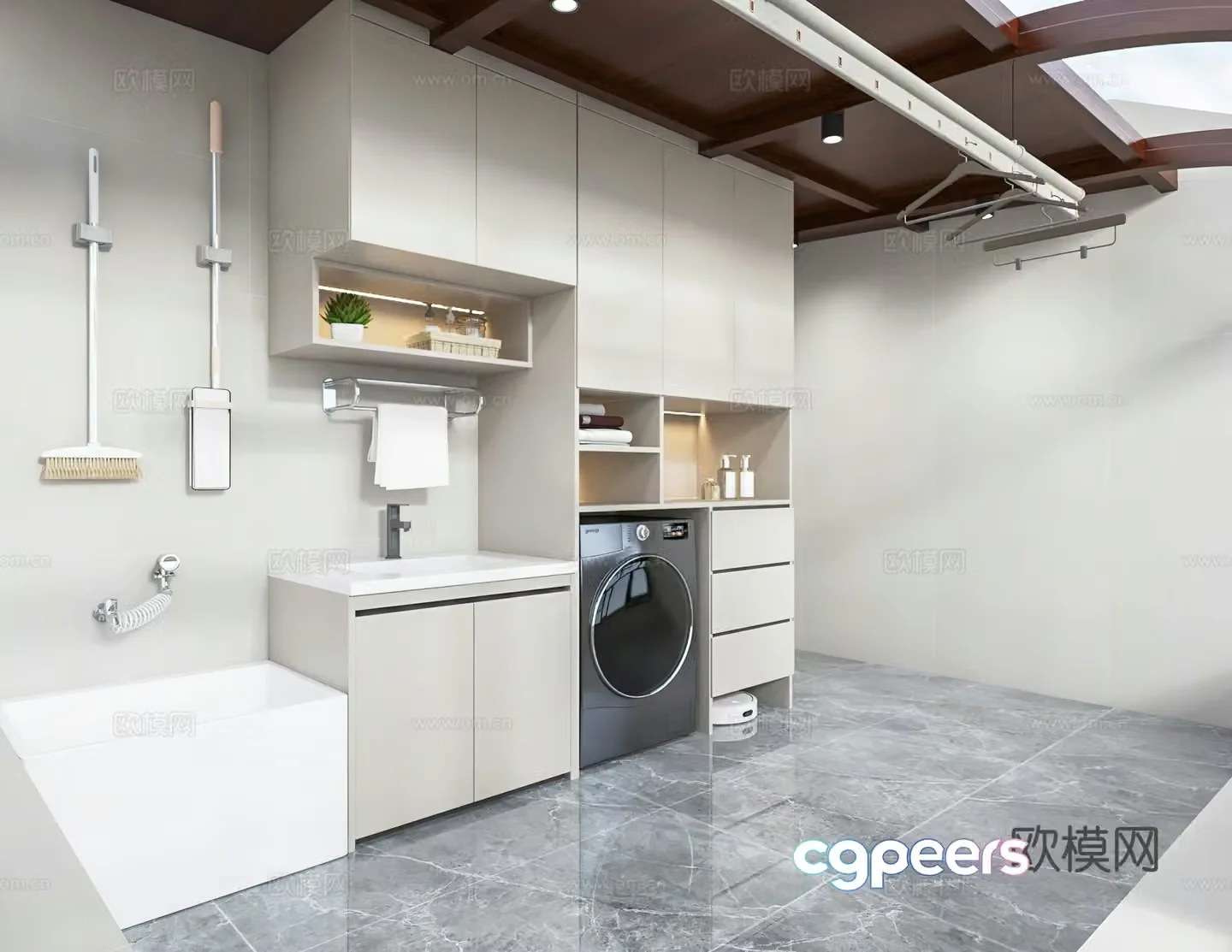 Laundry room mop pool self-built house 3D model