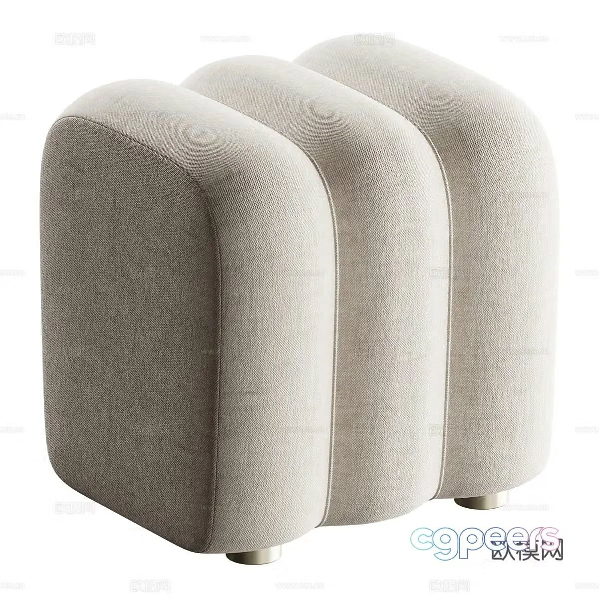 Modern cream style fabric stool 3d model