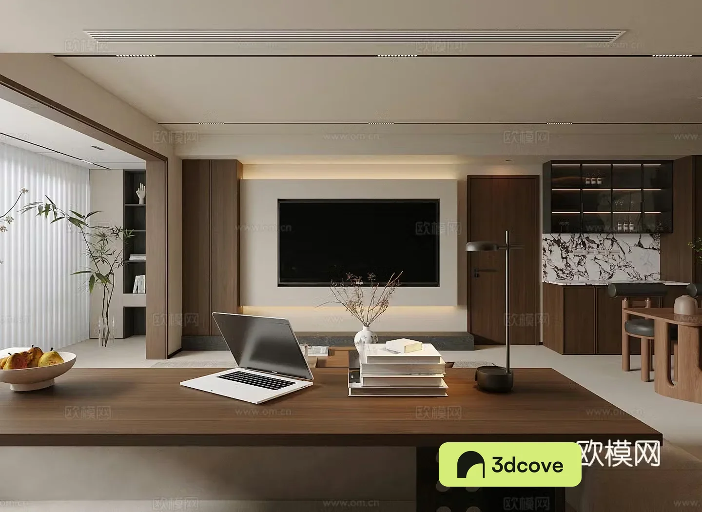 Wasabi TV background wall home living room 3d model