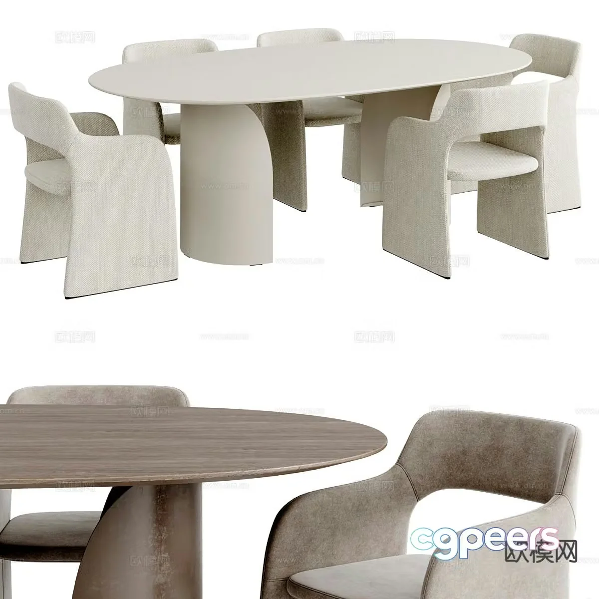 Italian dining table and chairs 3d model