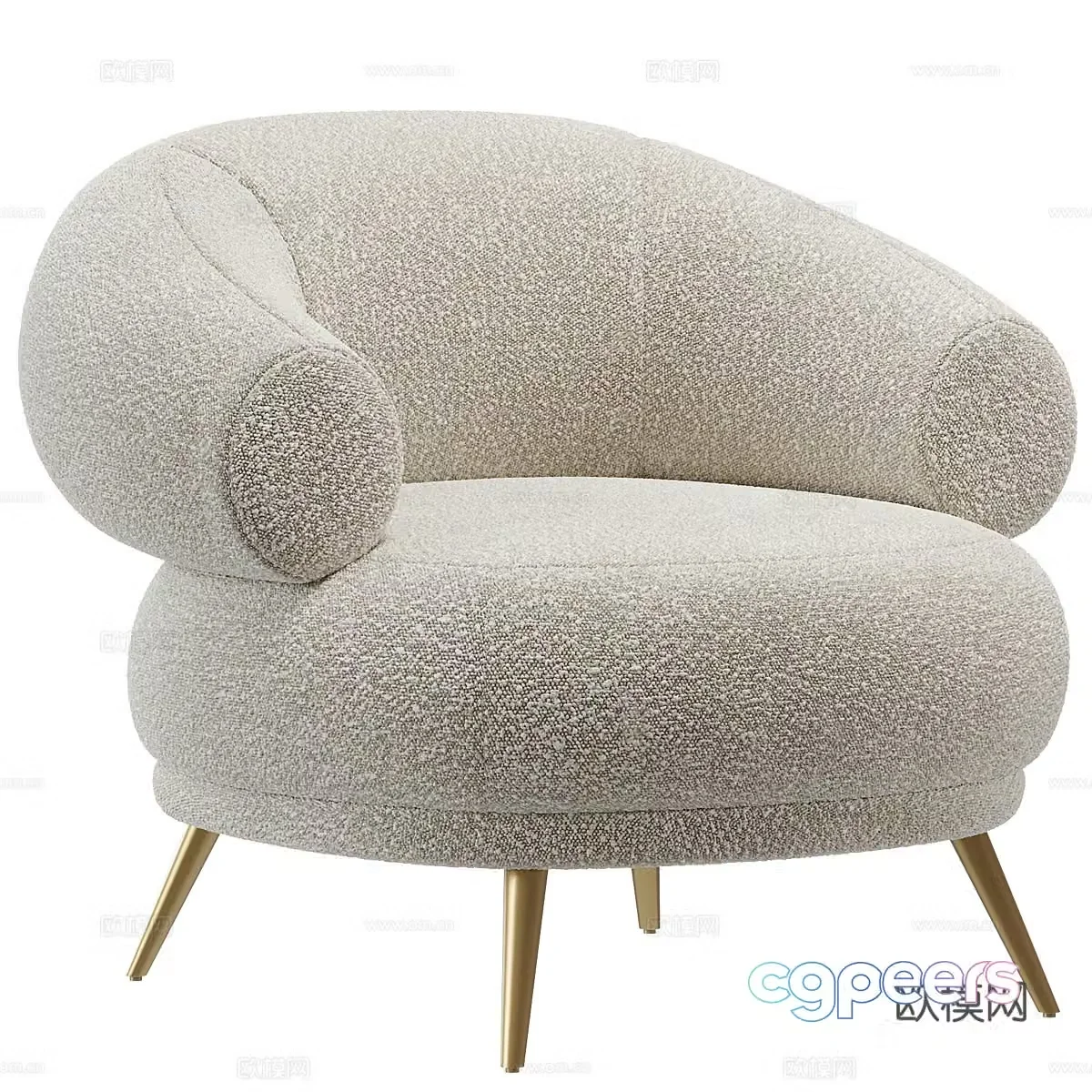 Modern cream style lounge chair 3d model