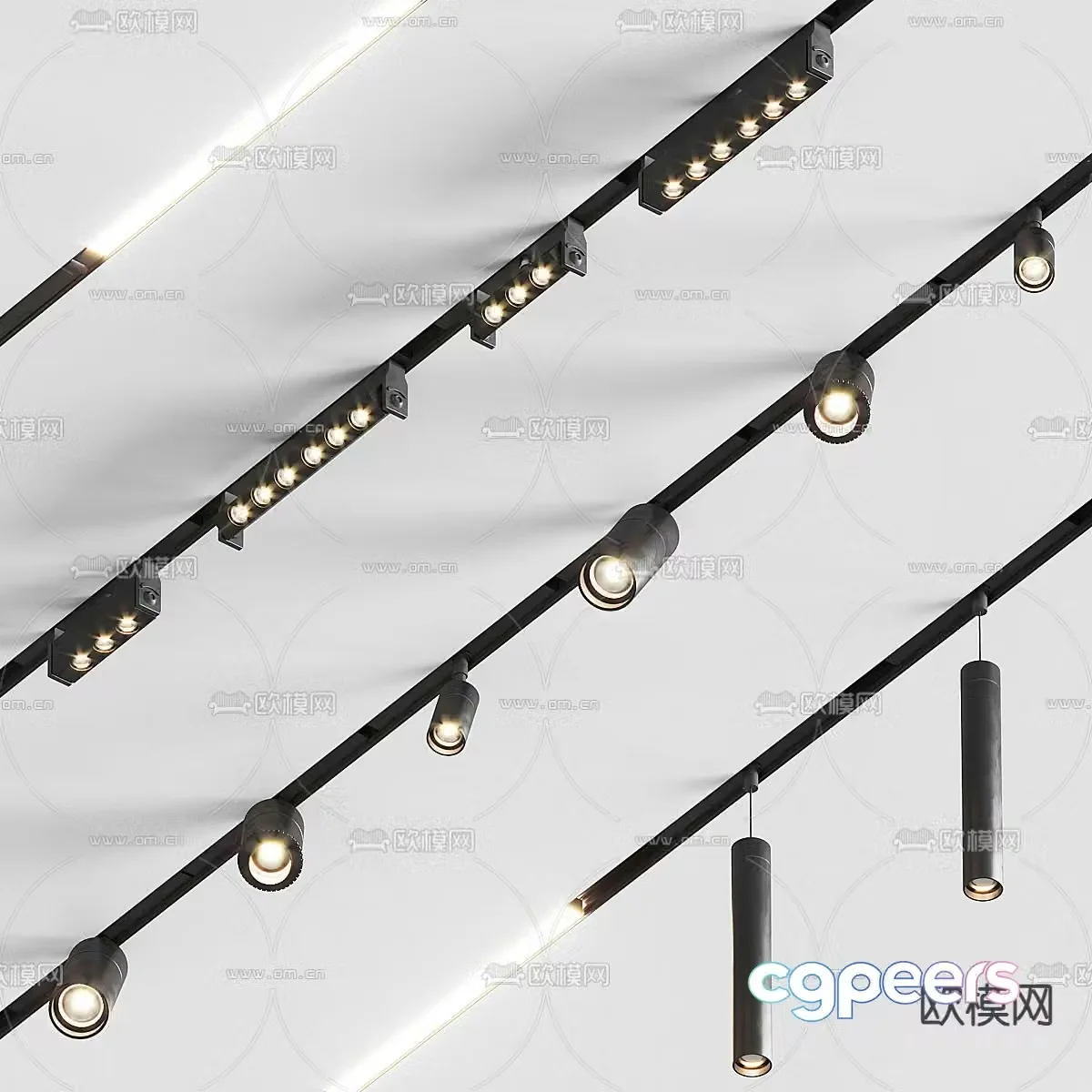 Magnetic light spotlight downlight track light 3d model