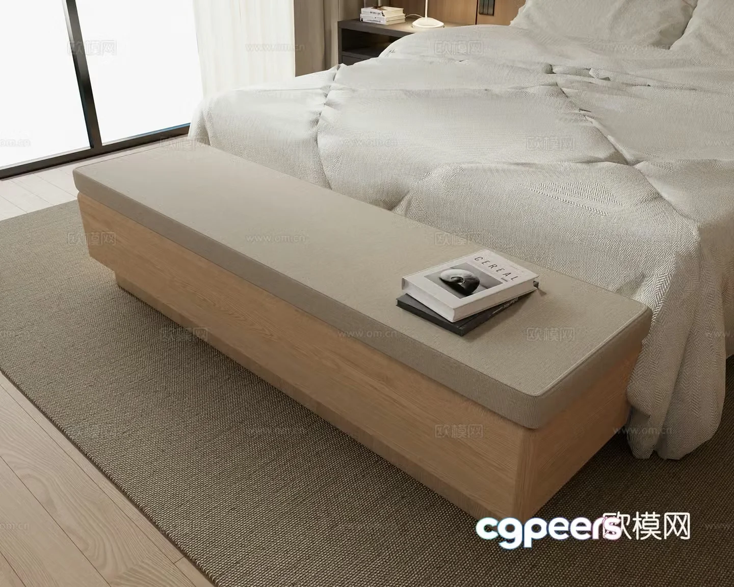 Modern bed tail stool 3D model