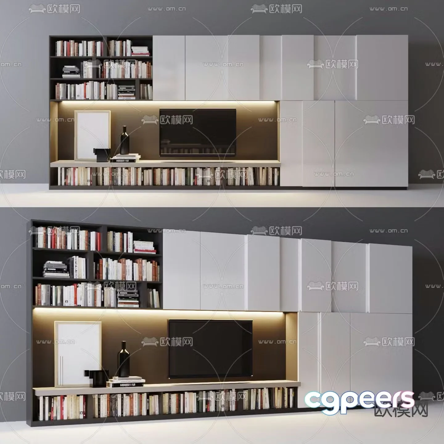 Poliform modern tv background wall 3d model