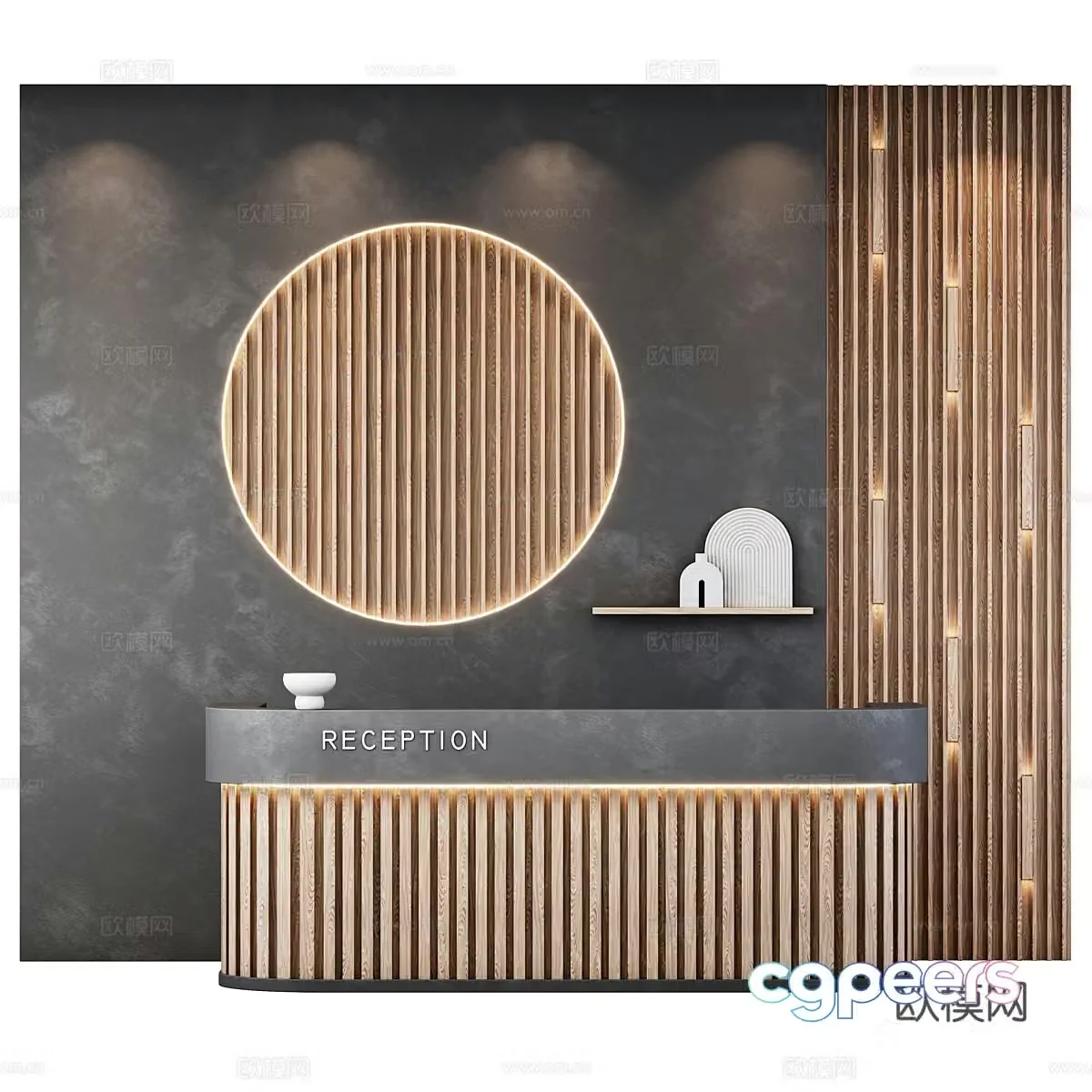 New Chinese style reception desk 3D model