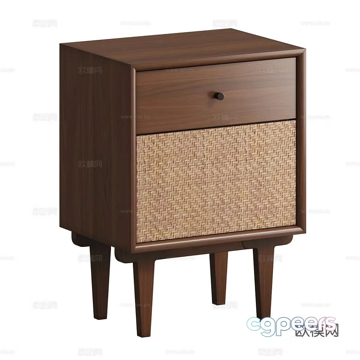 Middle style Dalqui retro bedside table 3D model