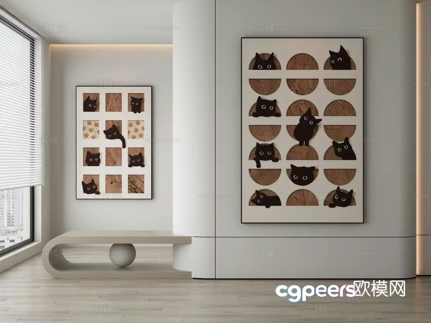 Modern decorative painting cat hanging painting 3d model