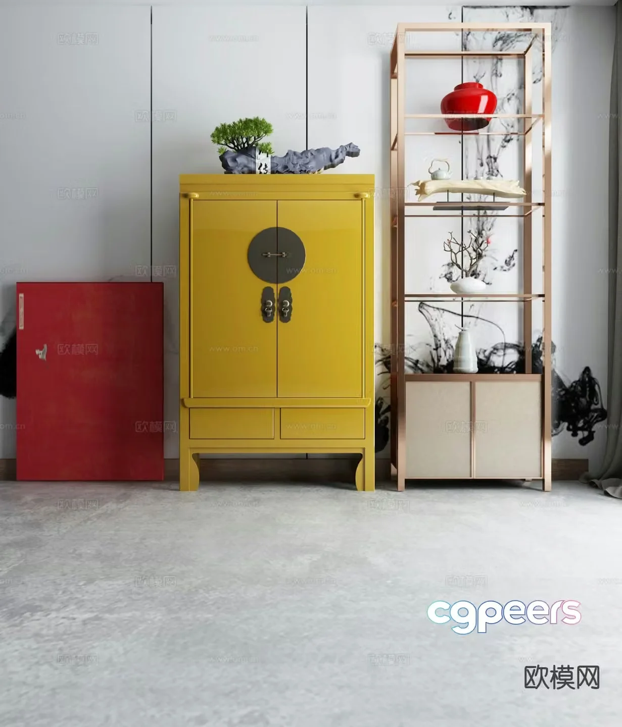 Chinese side cabinet high cabinet entrance cabinet 3D model