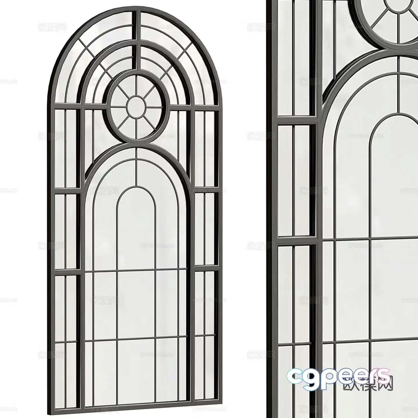 French arched window floor-to-ceiling window 3d model