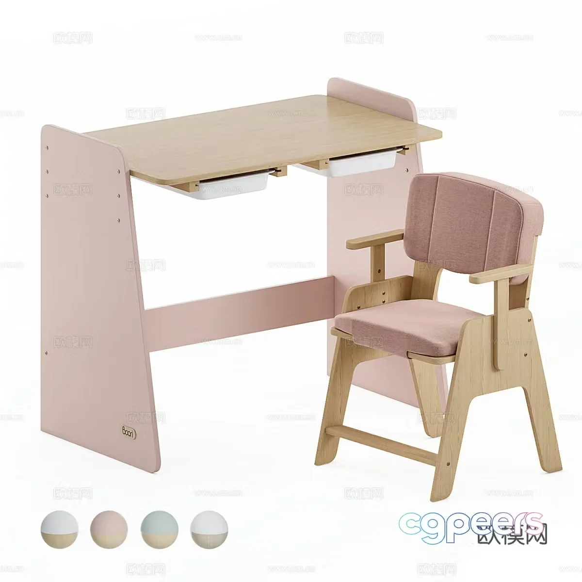 New Chinese children’s desk and chair 3D model