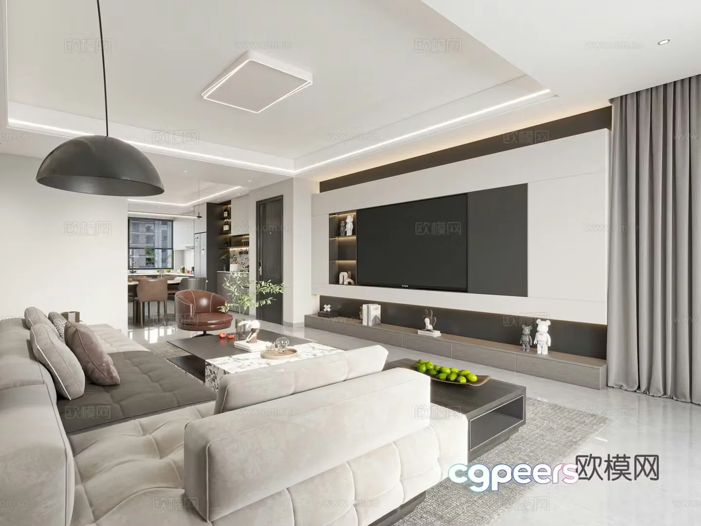 Modern living and dining Italian living and dining 3d model