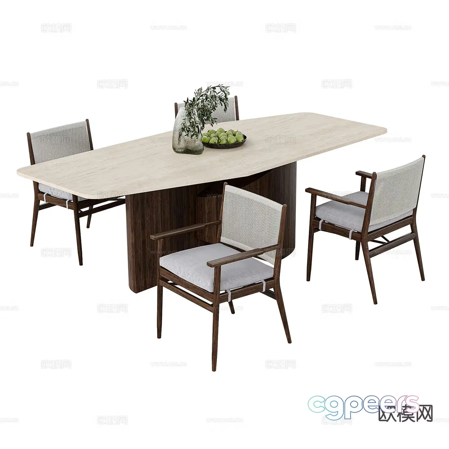Medieval style dining table and chairs 3d model