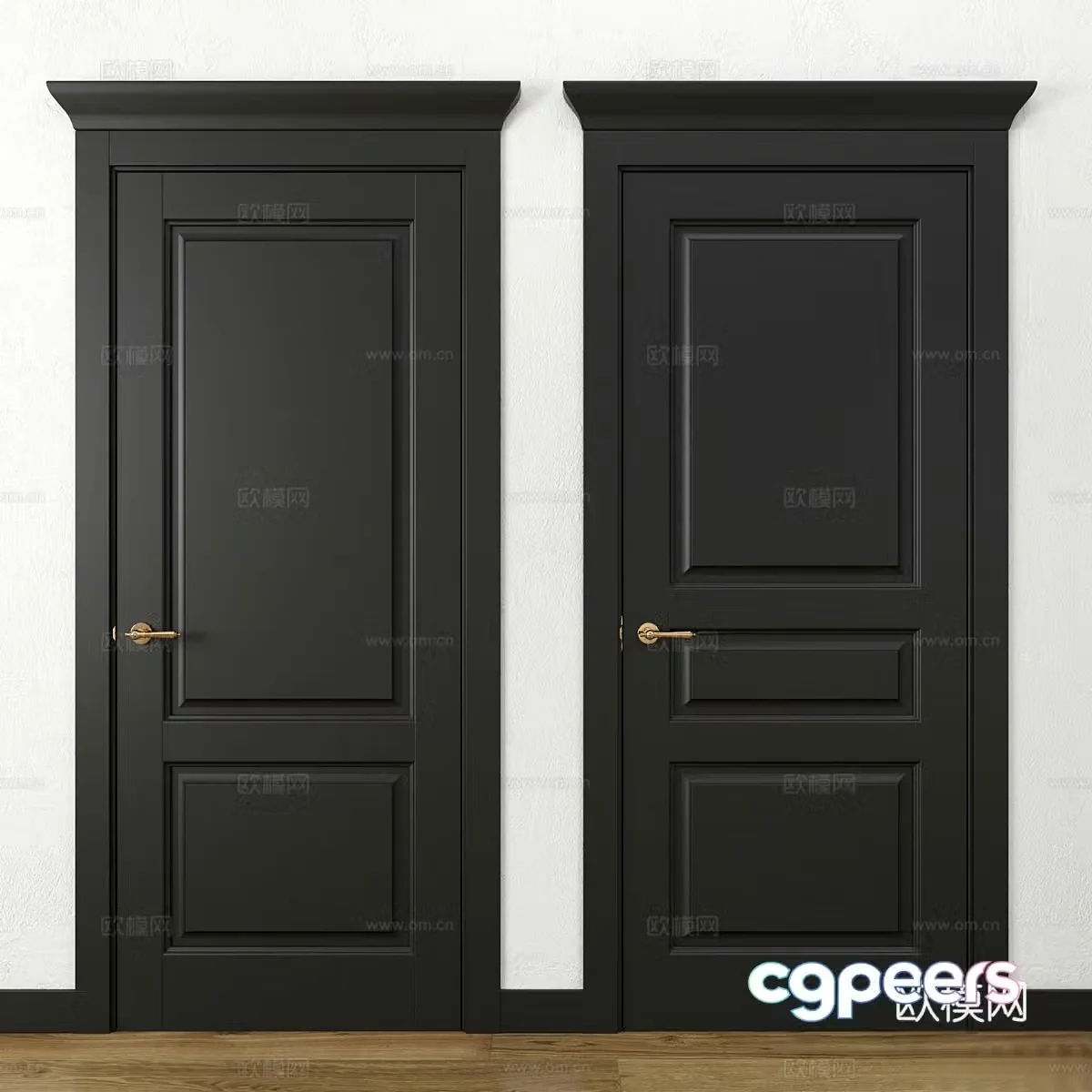 Modern swing door Single open door Black door 3D model