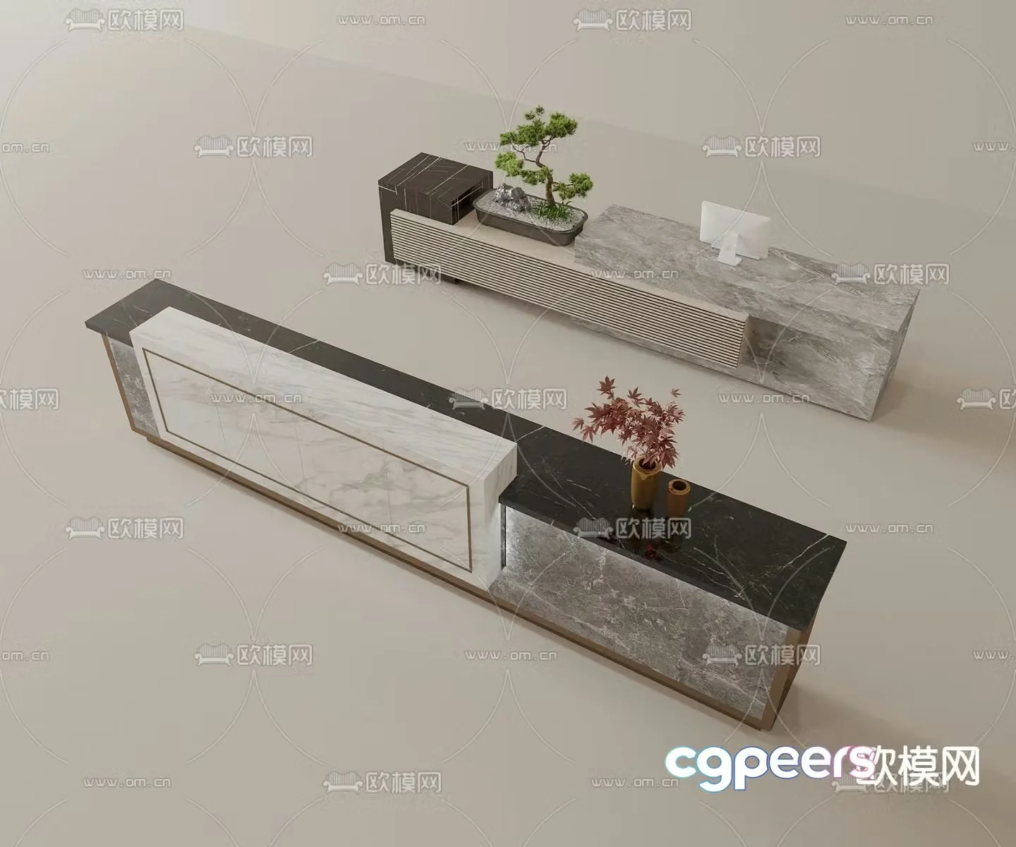 Marble front desk reception desk service desk 3d model