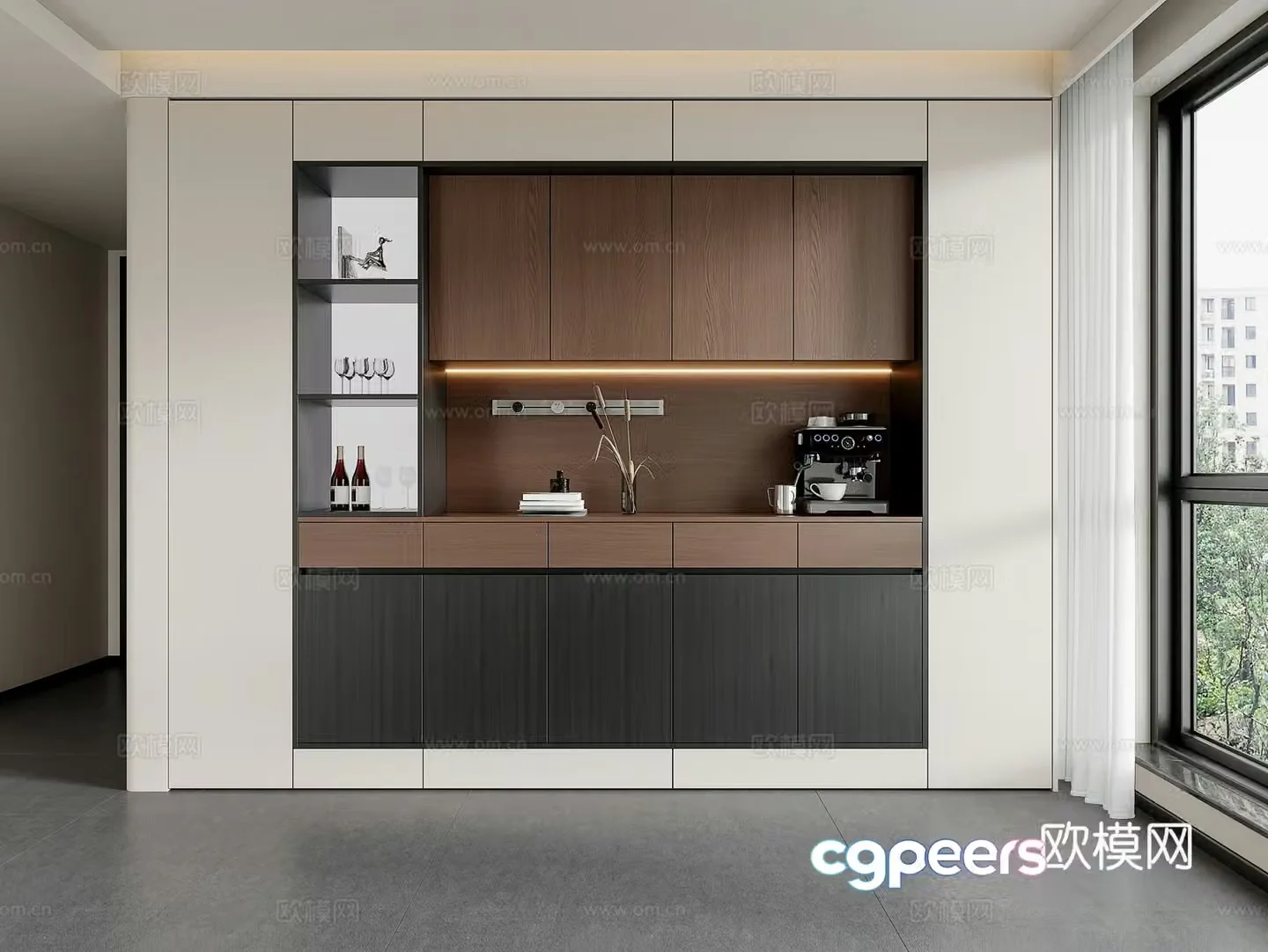 Modern Italian sideboard wine sideboard sideboard ornaments tea cabinet dining cabinet 3D model