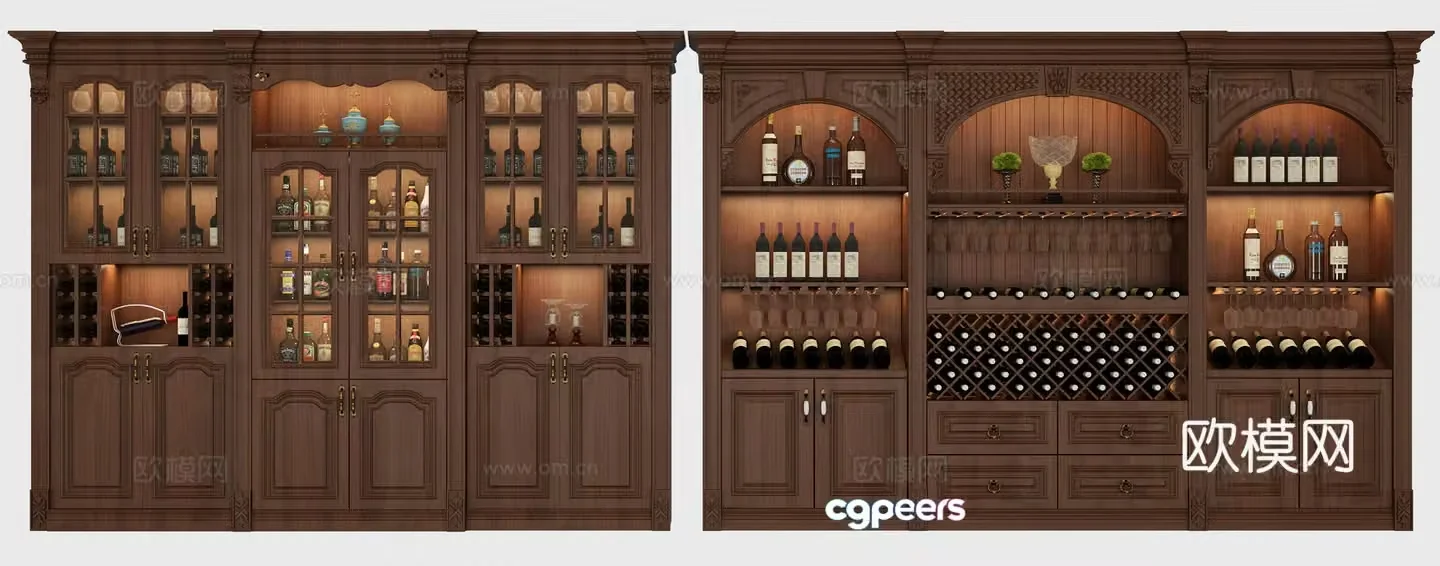 European wine cabinet combination 3D model