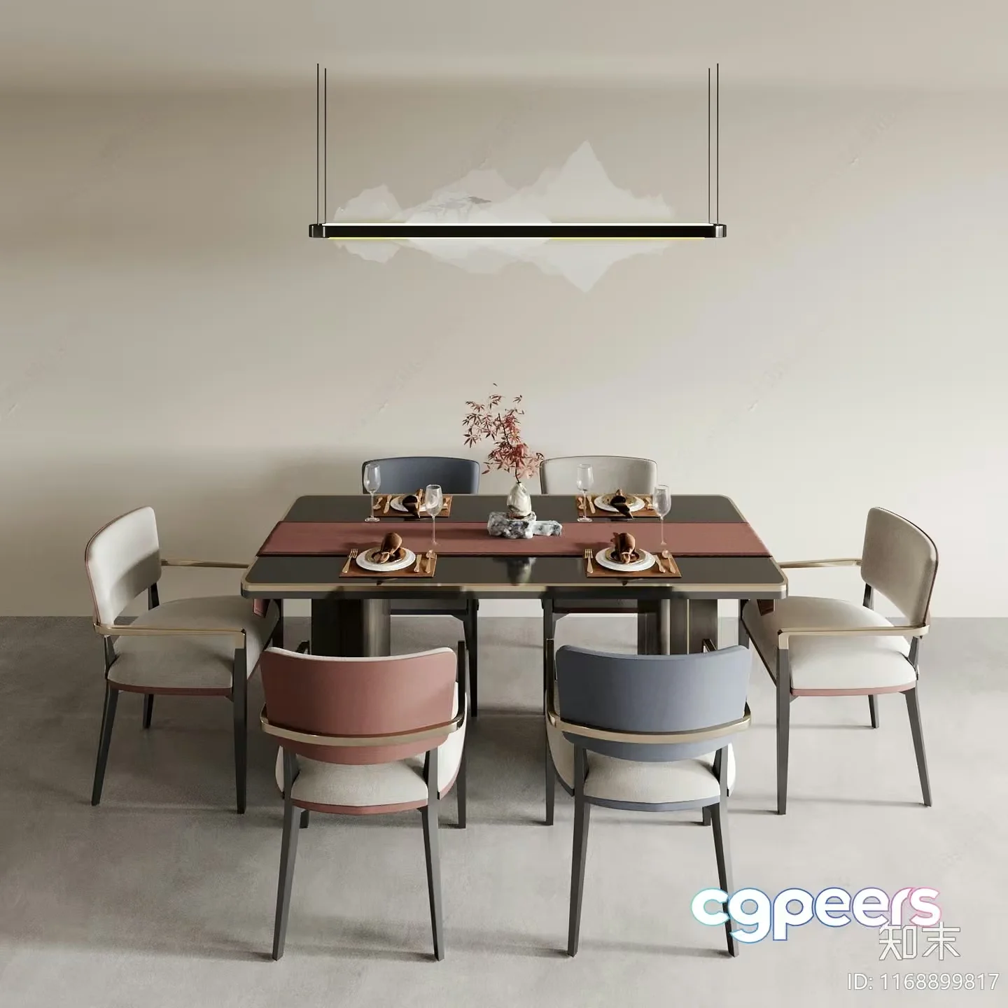Modern Dining Table 3D Model – 2466 – CORONA Render