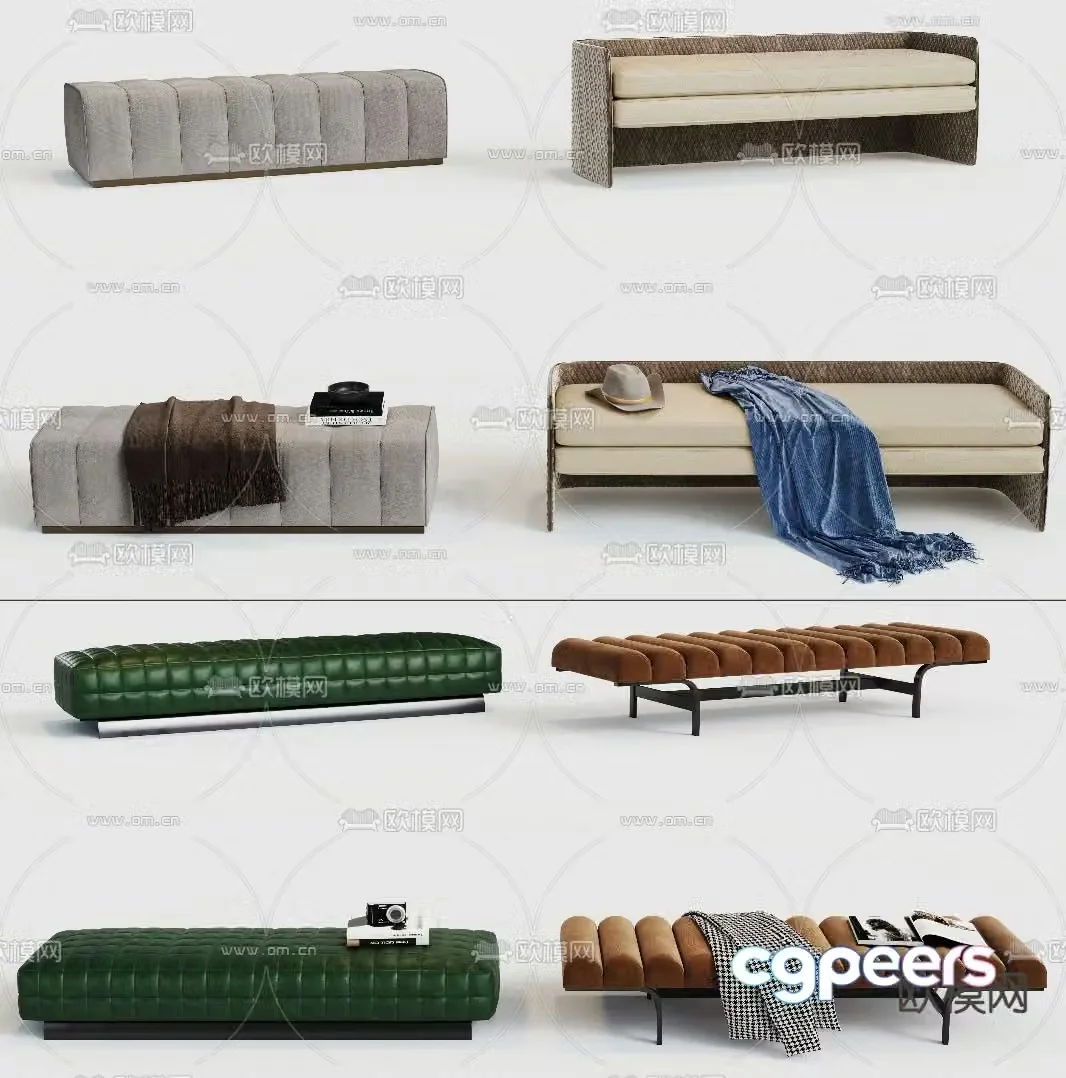 Modern stool bed end stool bench shoe changing stool 3d model