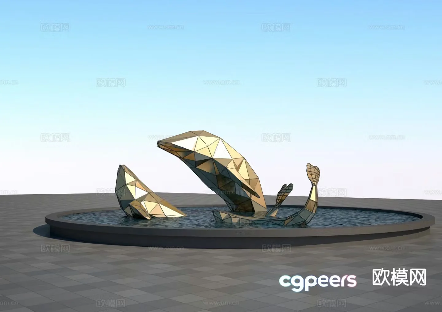 Block face abstract sculpture whale sculpture 3d model