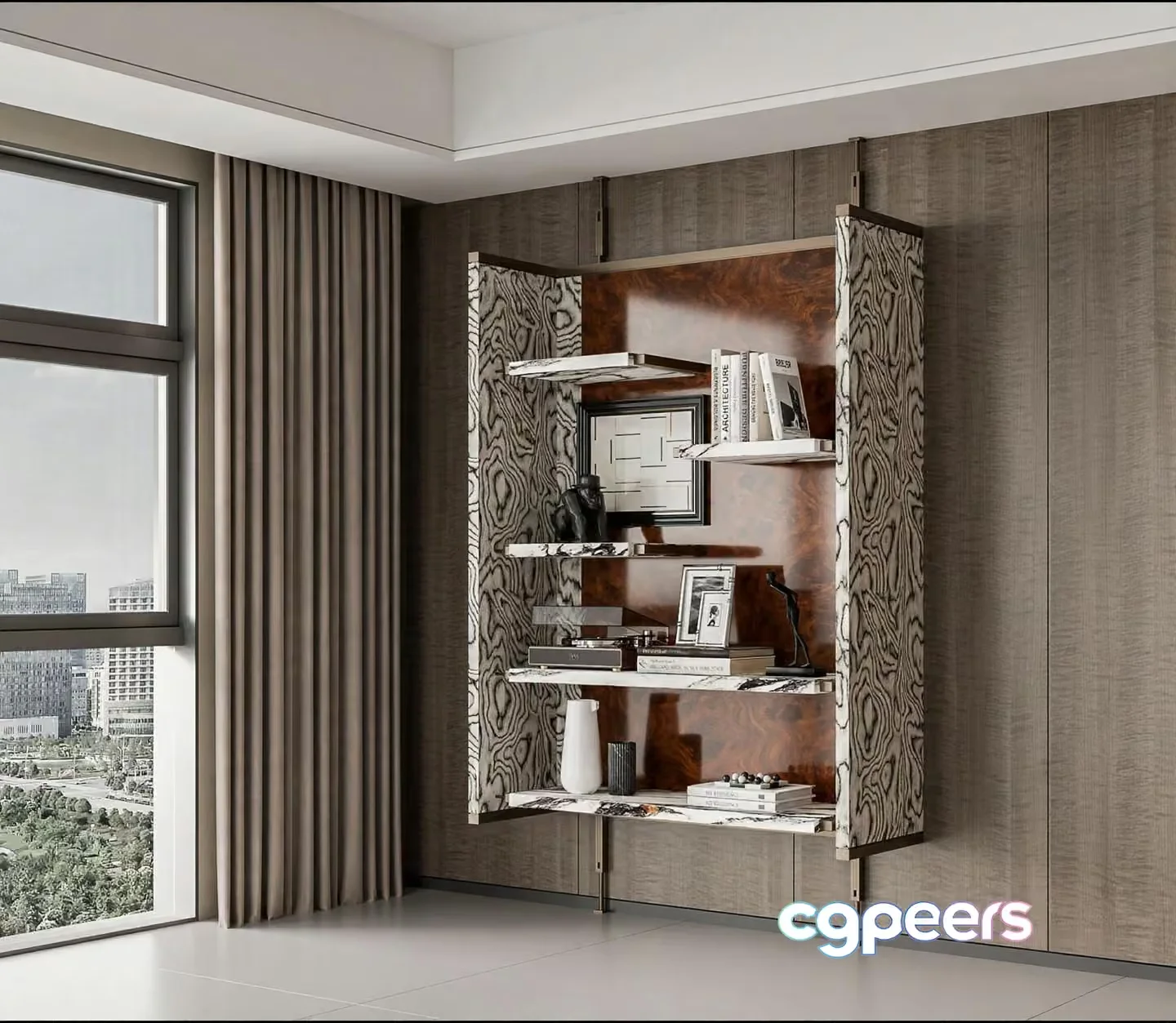 Modern Shelving Unit 3D Model – 3685 – VRAY Render