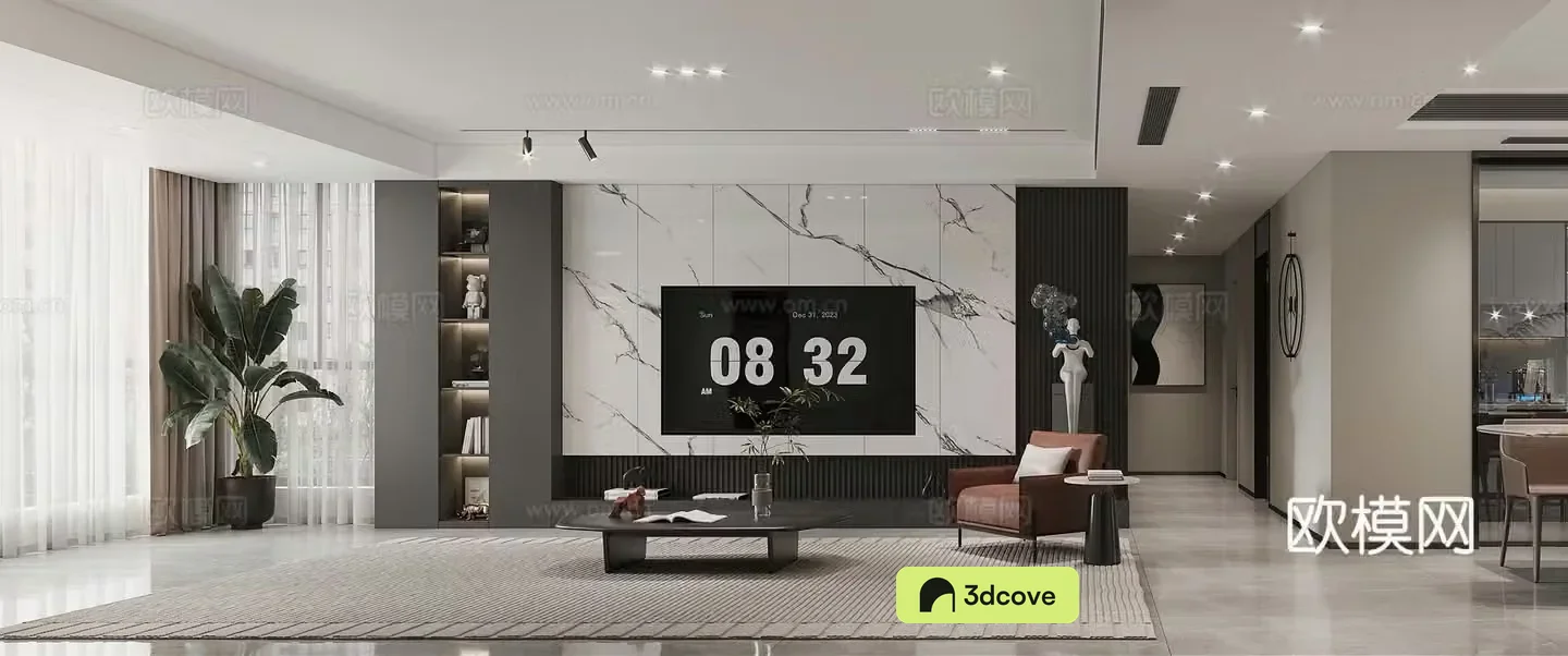 Modern living room TV background wall Italian living room leisure chair modern living room simple