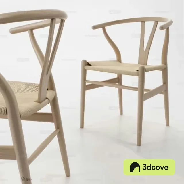 Nordic wooden chair dining chair single chair 3d model