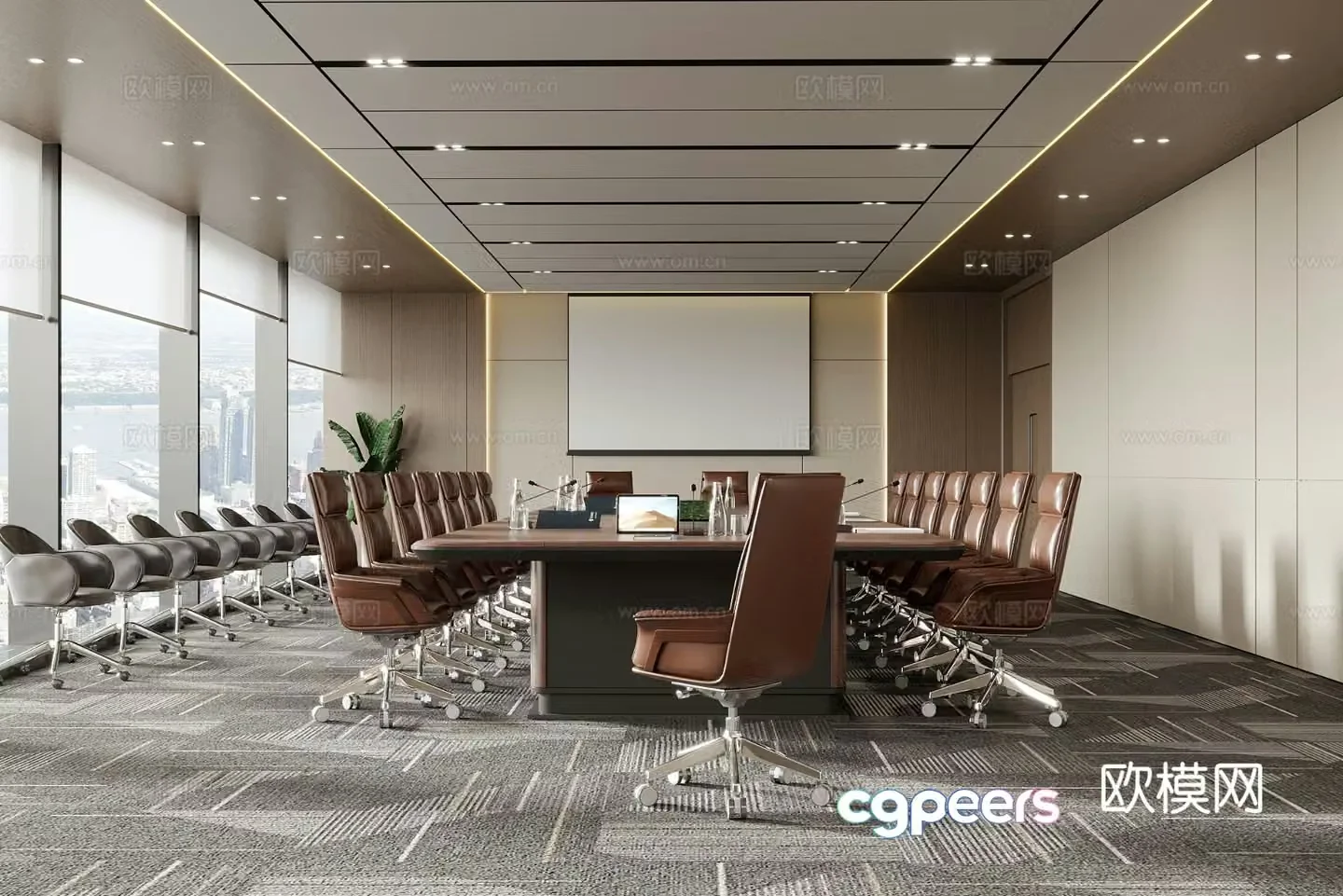 Modern conference room conference table office chair 3d model