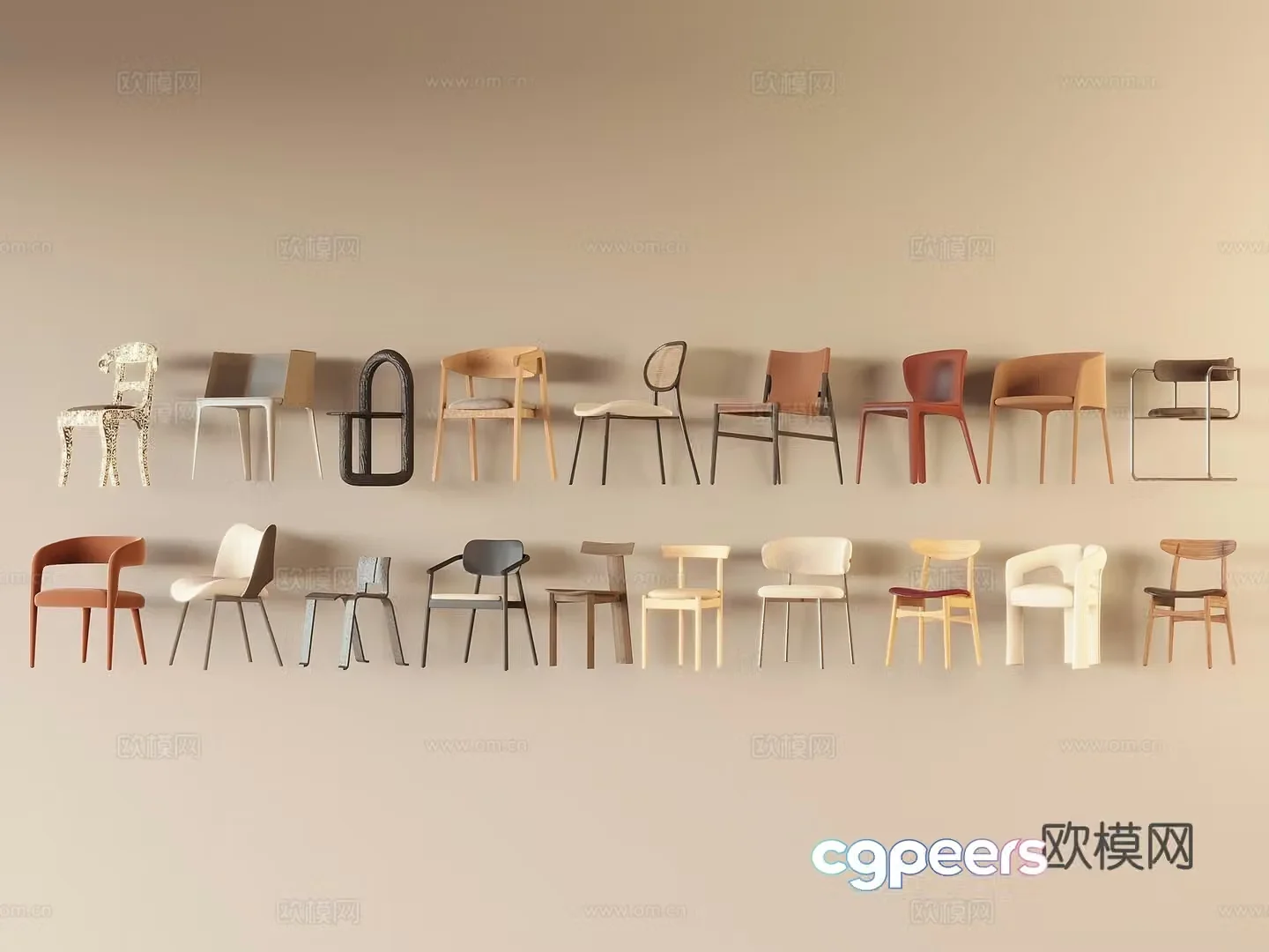 Modern small stool in home 3d model