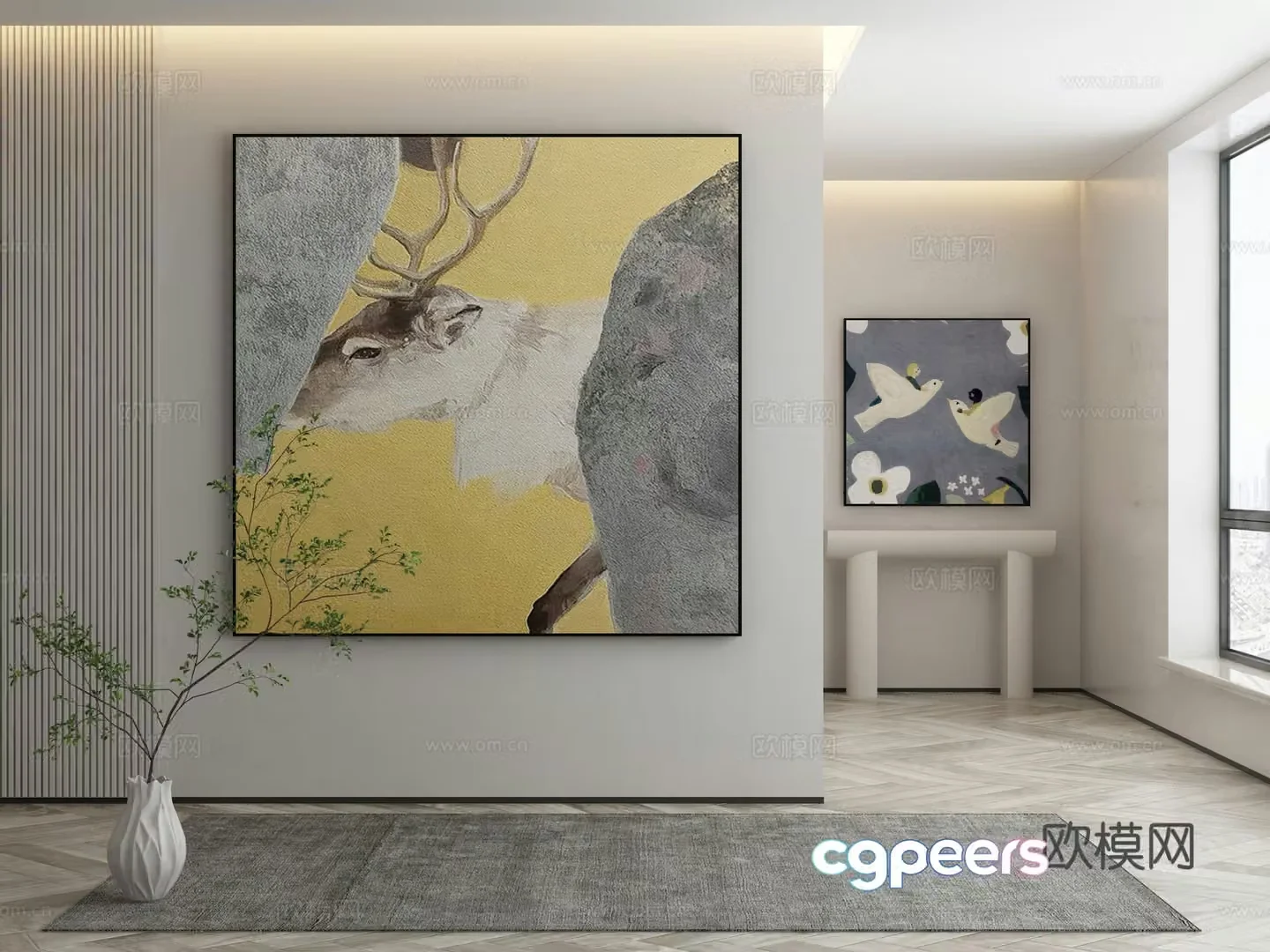 Modern decorative painting texture painting hanging painting 3d model