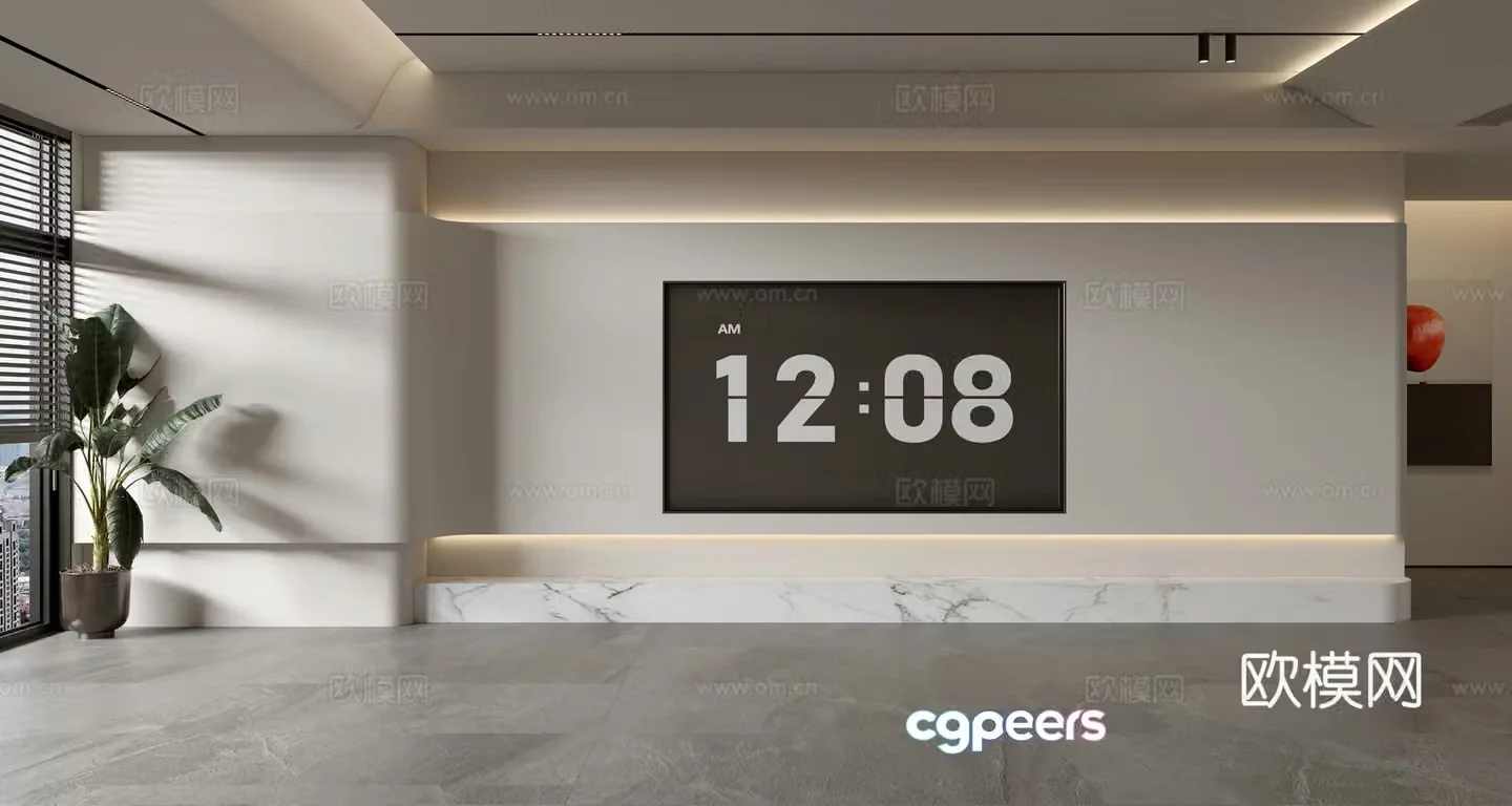 Modern minimalist TV background wall TV set full wall TV cabinet 3D model