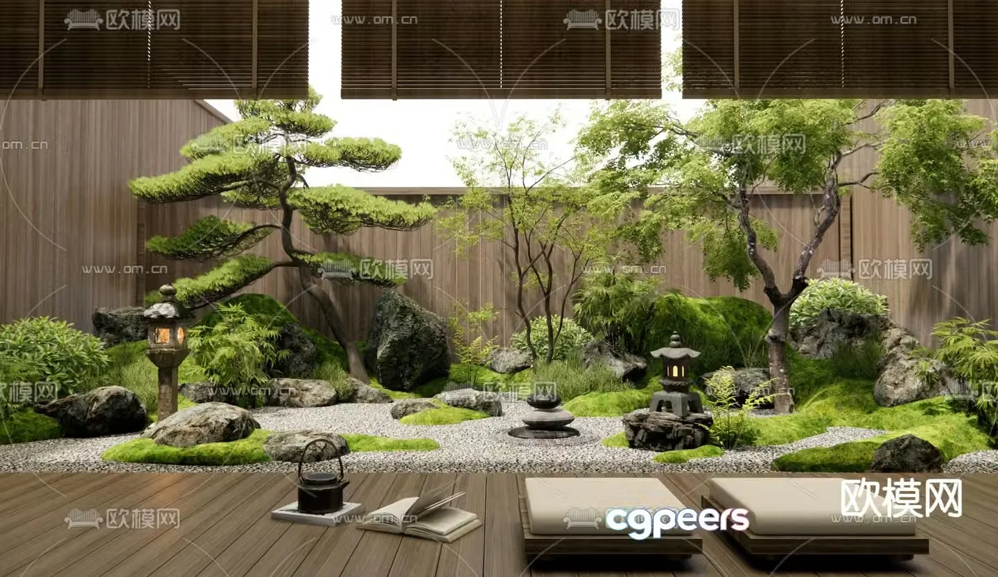 Japanese garden landscape 3d model
