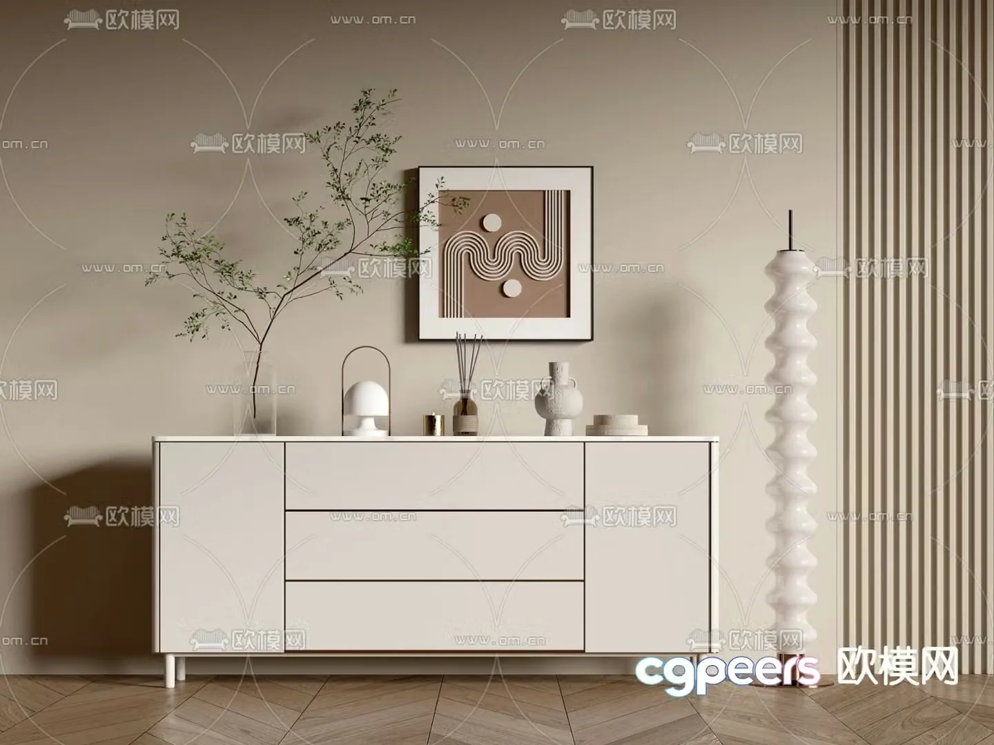 Modern entryway cabinet shoe cabinet low cabinet end view cabinet 3D model