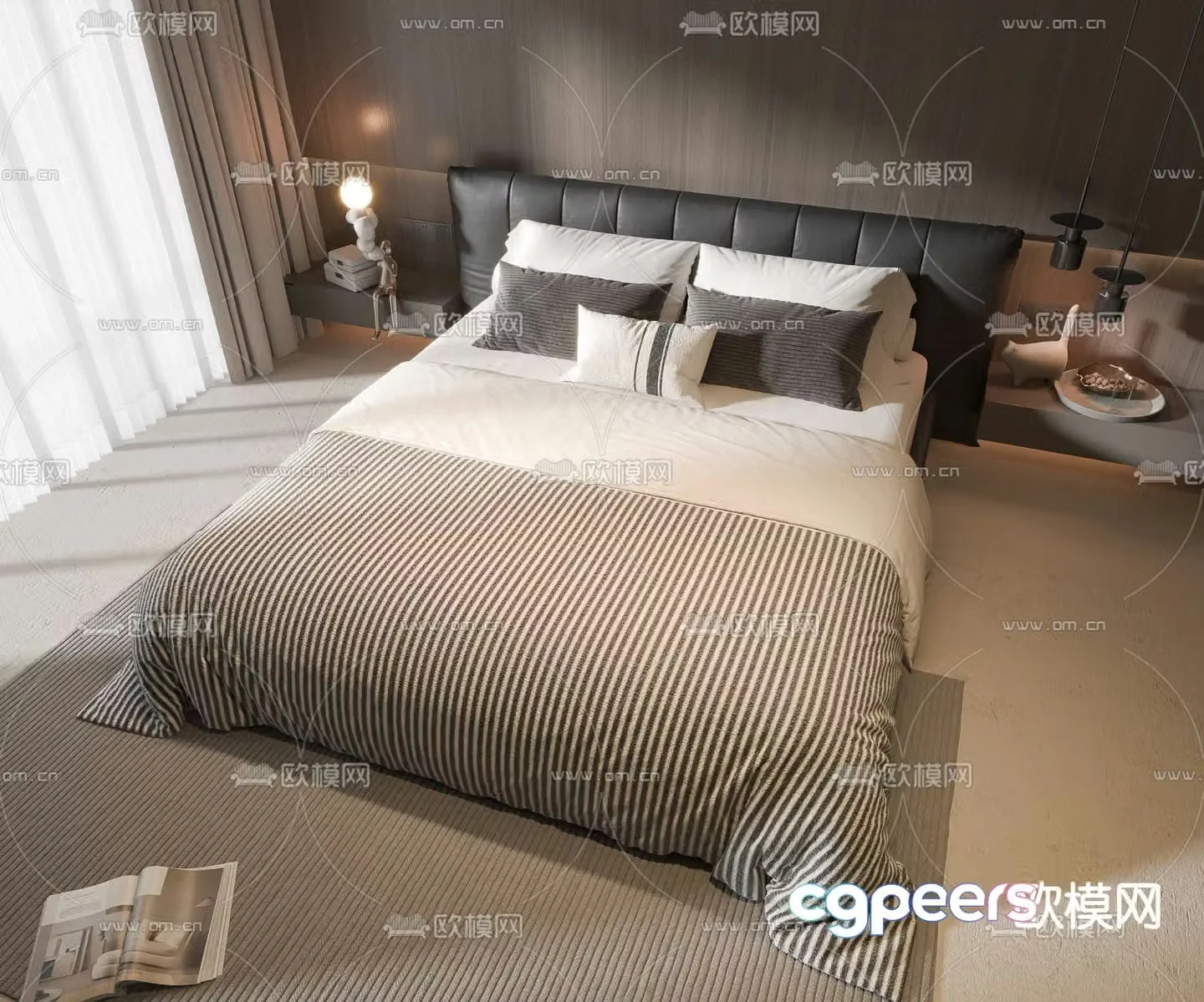 Modern double bed 3d model