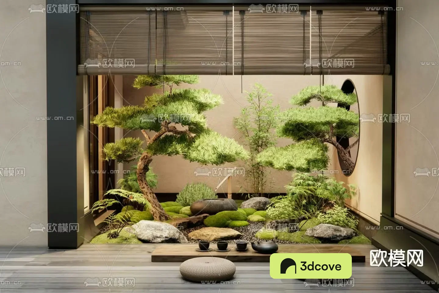 New Chinese style courtyard landscape plant pile