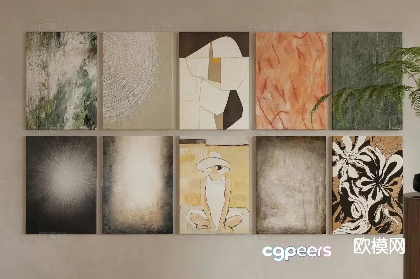 Modern art painting texture painting decorative painting 3d model