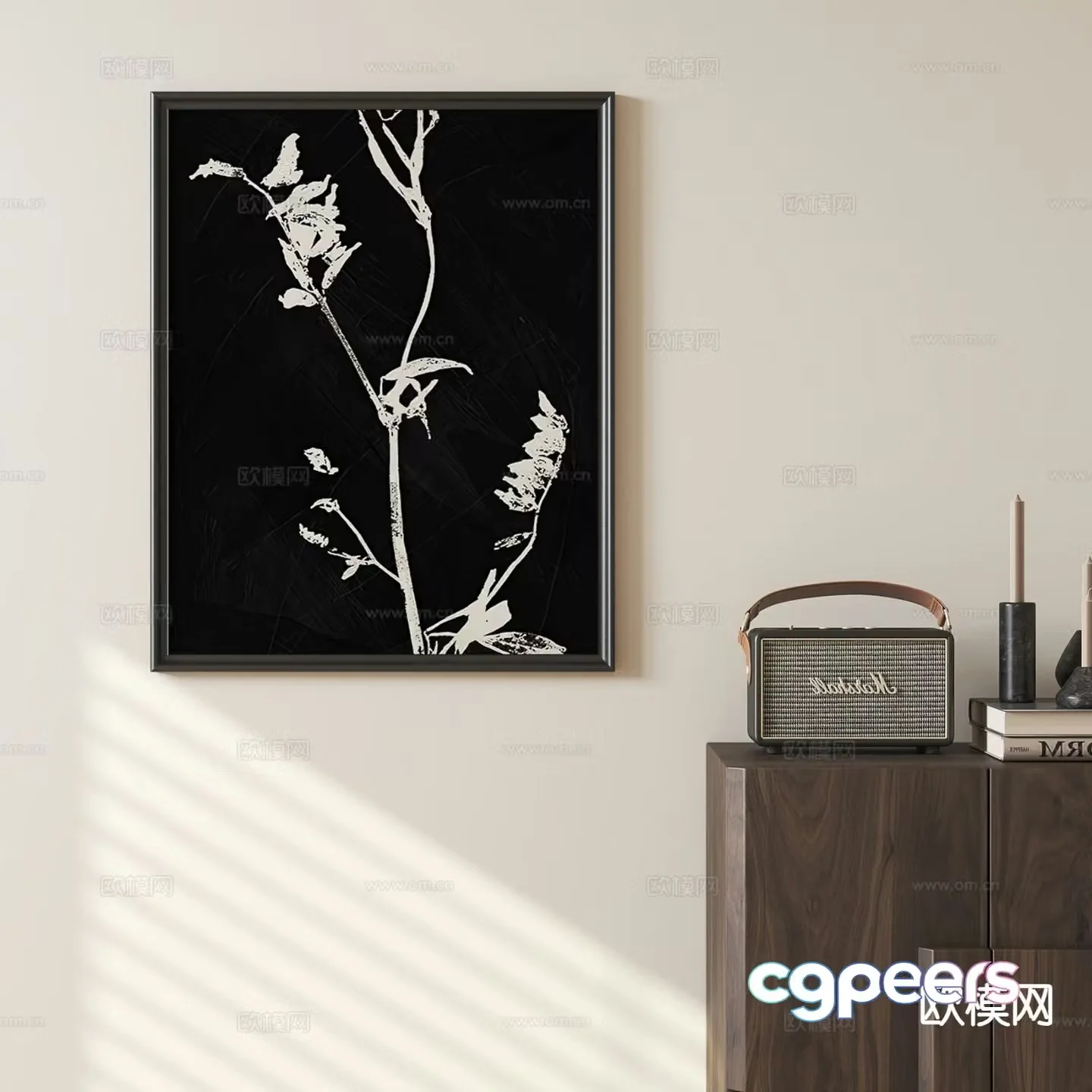 French black and white hanging painting 3D model