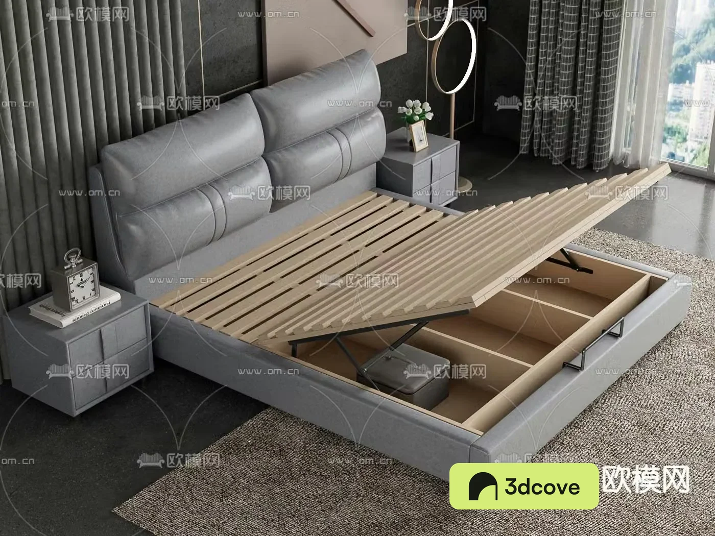 Modern double bed air pressure high box bed