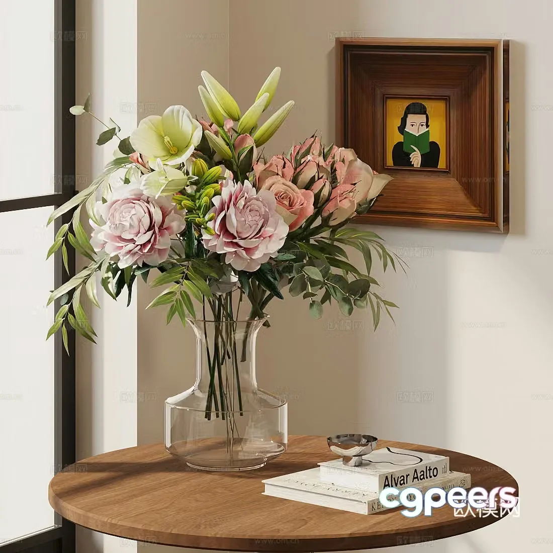 Flower ornaments Flower green plants Flower vase 3D model