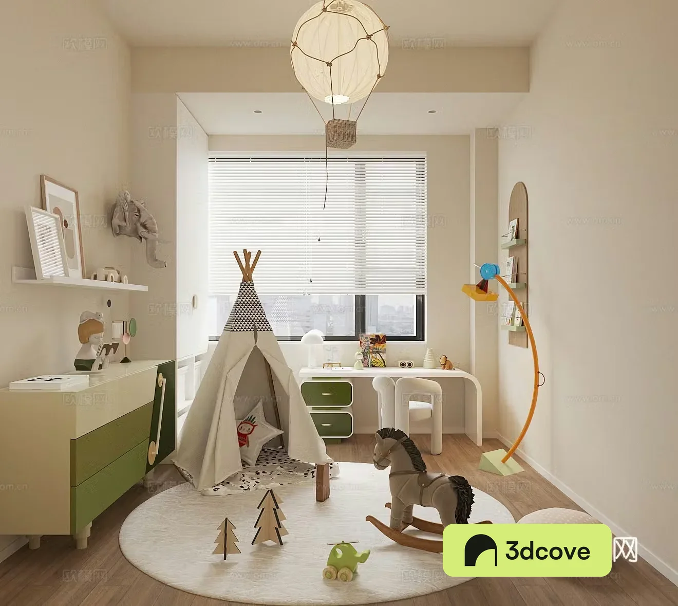 Modern children’s room Children’s entertainment room Toy doll combination