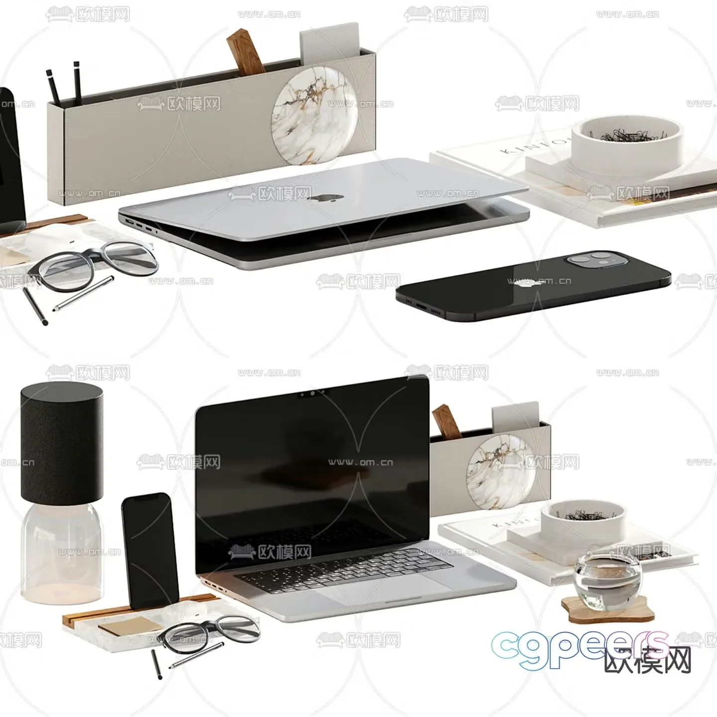 Desktop accessories office supplies 3d model
