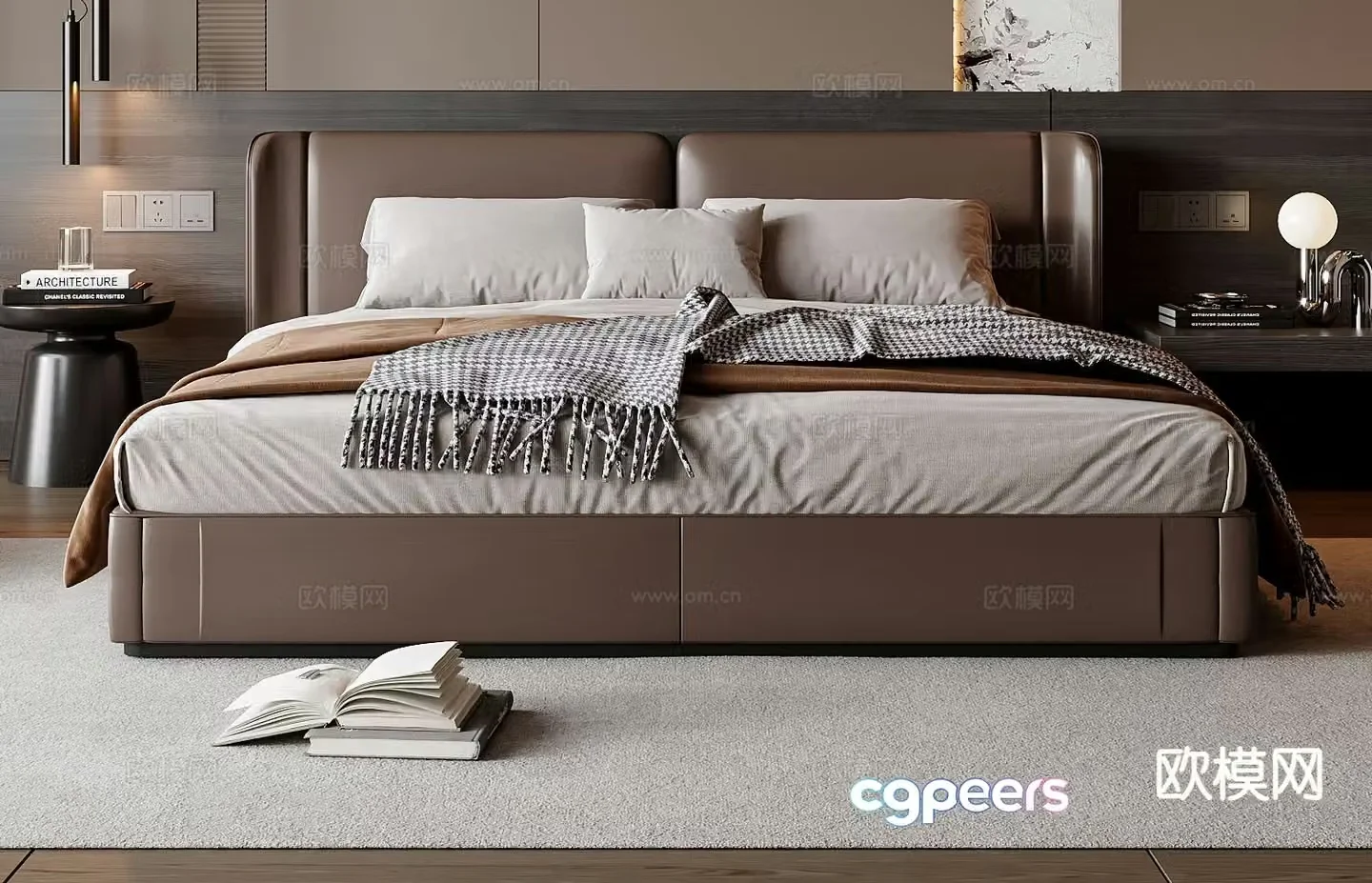 Italian double bed 3d model