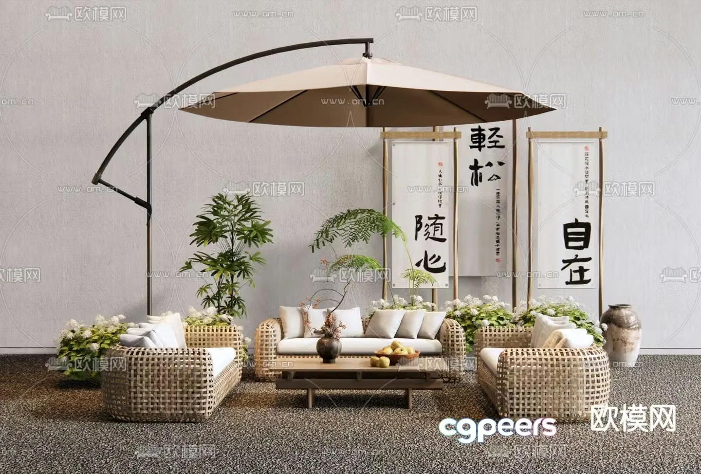 Outdoor sofa modular sofa 3d model