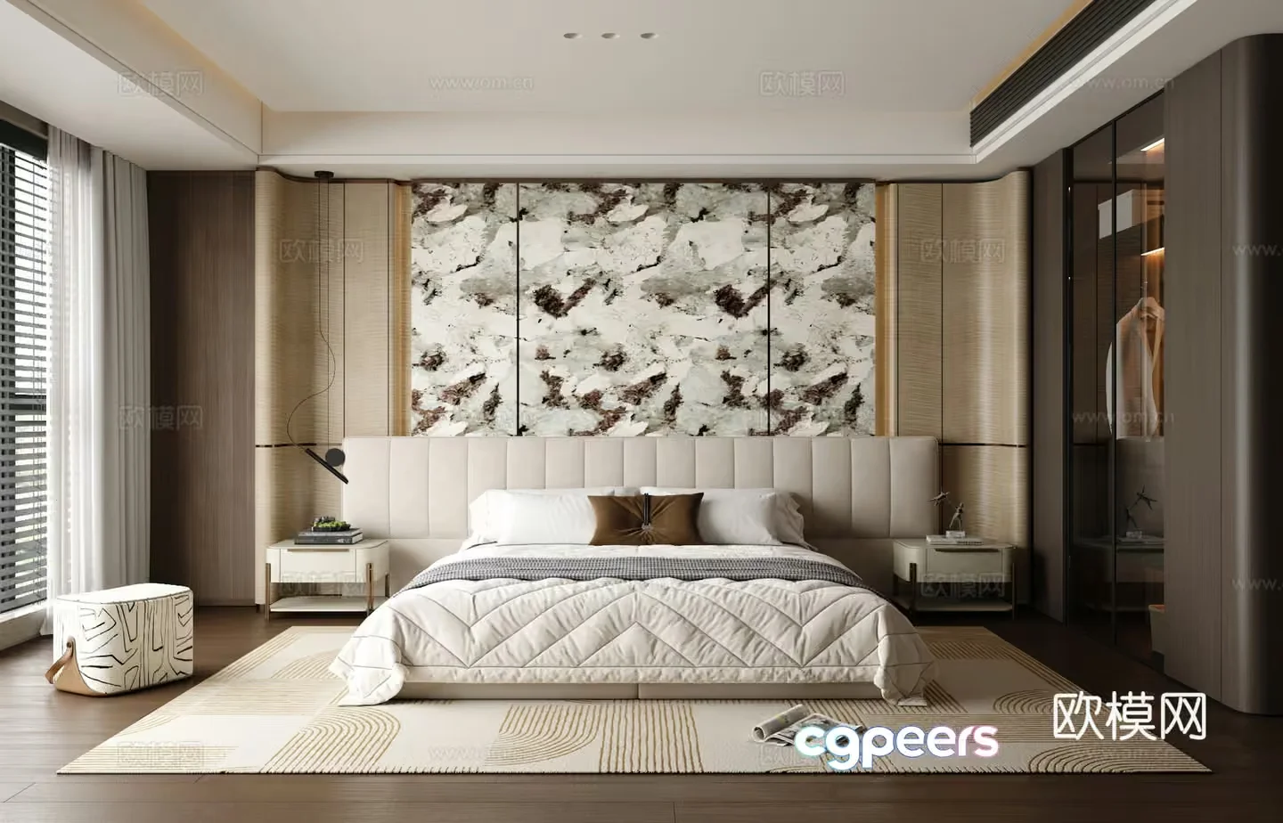 Cozy Modern Bedroom 3D Model – 16775 – VRAY Render